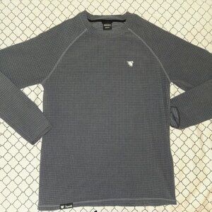 Squak Outdoors Crewneck Grid Fleece  Mid Layer LS Shirt Grey Men's XL